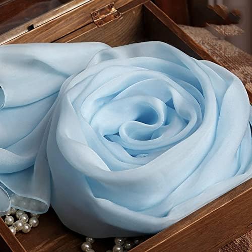 Sky Real Silk Scarf Women Natural Silk Chiffon Scarf Long Silk Scarf Solid Color Silk Silk Scarf(250-135cm)