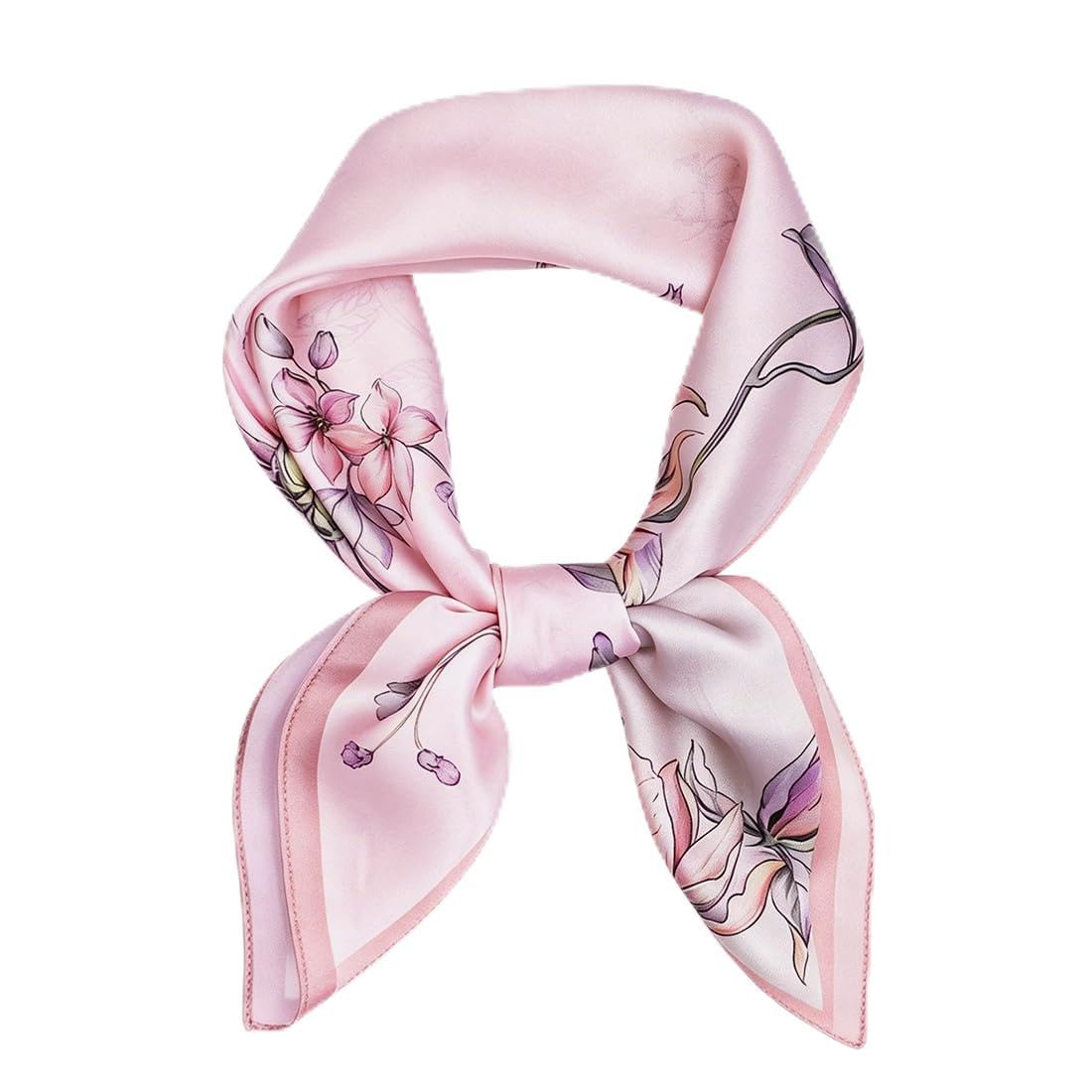 100% Silk Square Scarf for Hair-25.6" Women Men Neckerchief & Headscarf