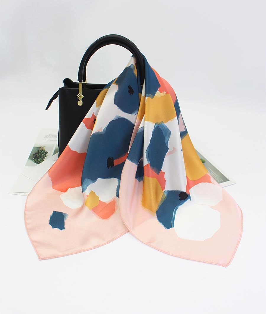 100% Silk Square Scarf for Hair-25.6" Women Men Neckerchief & Headscarf