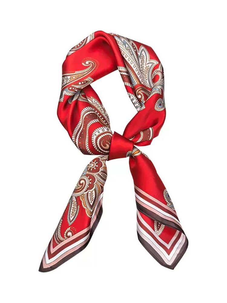 100% Silk Square Scarf for Hair-25.6" Women Men Neckerchief & Headscarf