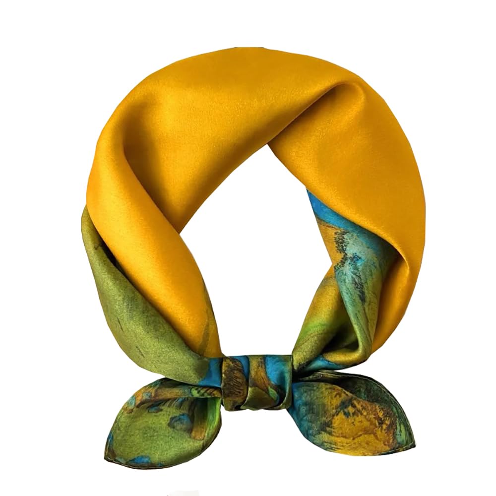 100% Silk Square Scarf for Hair-25.6" Women Men Neckerchief & Headscarf