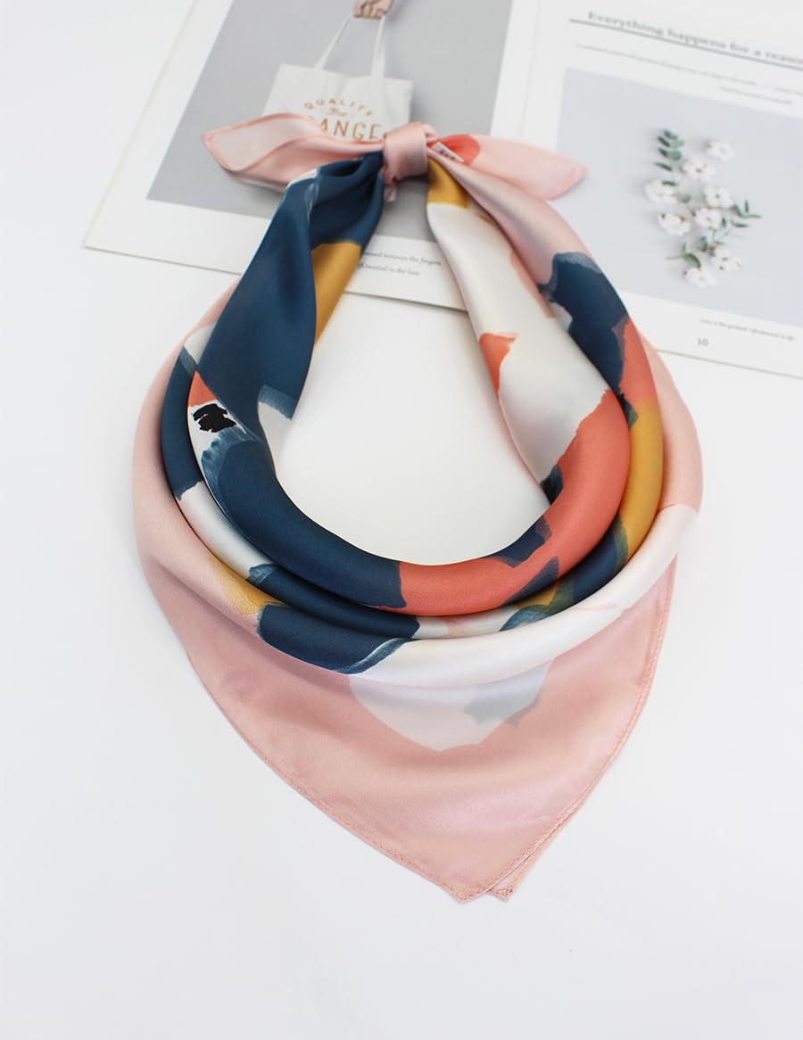 100% Silk Square Scarf for Hair-25.6" Women Men Neckerchief & Headscarf