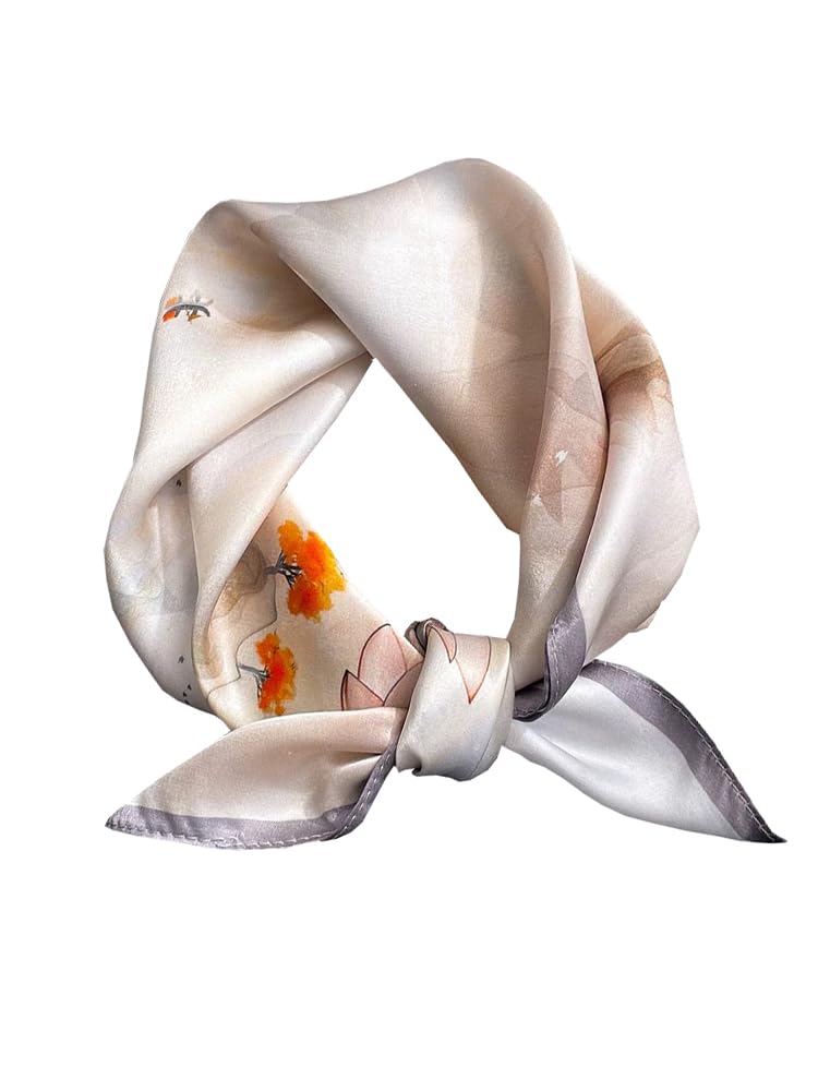 100% Silk Square Scarf for Hair-25.6" Women Men Neckerchief & Headscarf