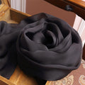 Natural Silk Scarf Black Color Real Silk Scarf Women Thin Chiffon Silk Shawls Wraps for Ladies Solid(250-135cm)