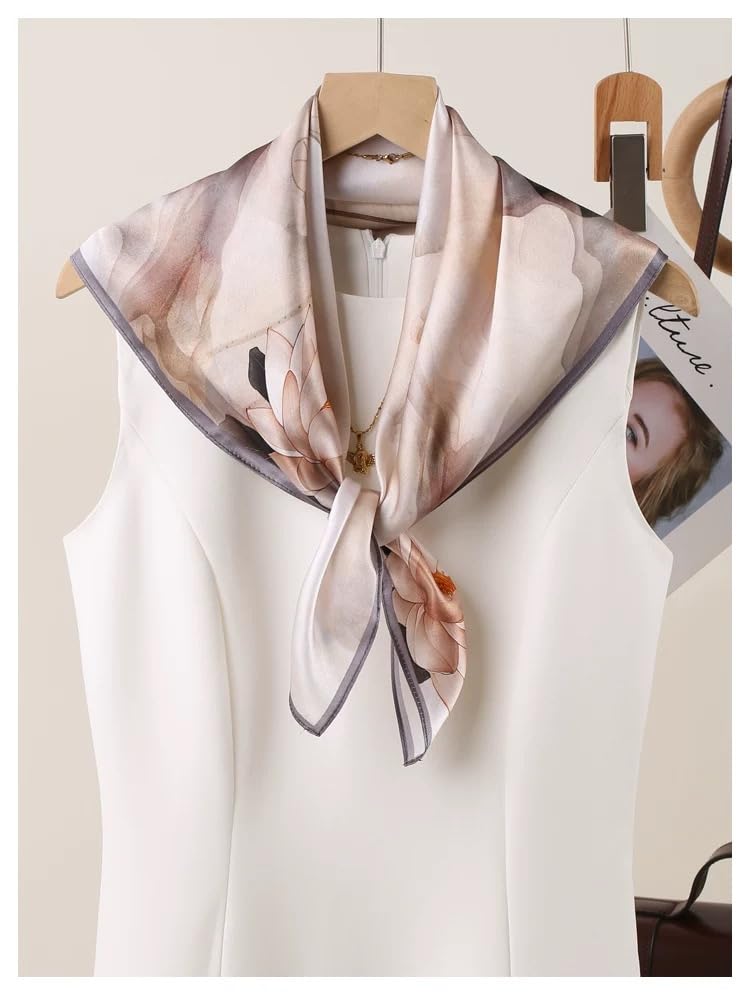 100% Silk Square Scarf for Hair-25.6" Women Men Neckerchief & Headscarf