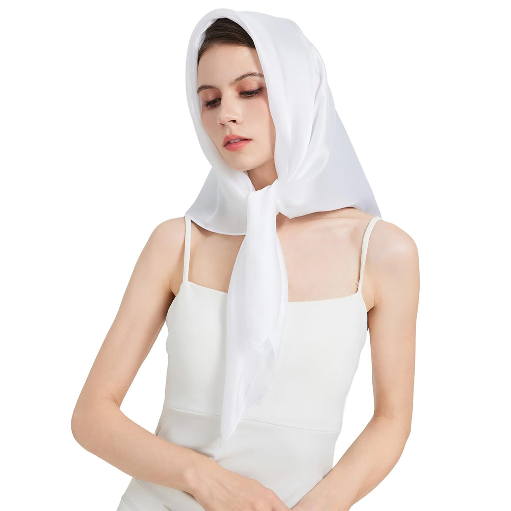 100% Mulberry Silk Head Scarf for Hair-Women's 35'' Square Silk Neck Scarf for Sleeping Wrap at Night