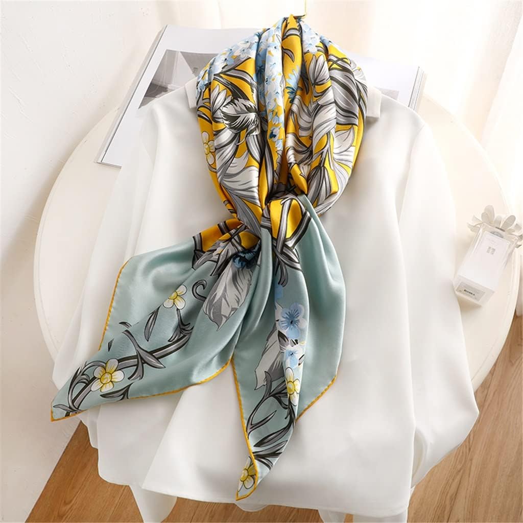 Green Large‑Square Silk Shawl Scarf