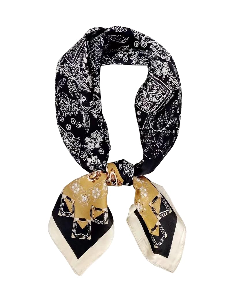 100% Silk Square Scarf for Hair-25.6" Women Men Neckerchief & Headscarf