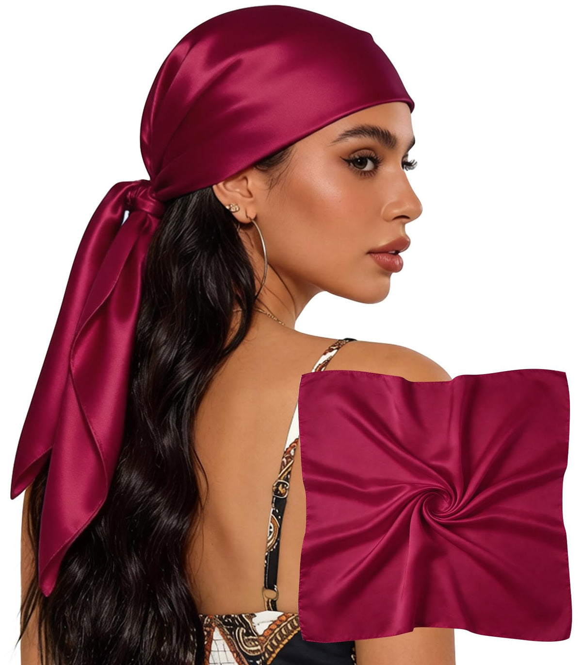 Sumolux Head Hair Scarf for Women 35" Like Satin Silk Hair Wrapping Bandana
