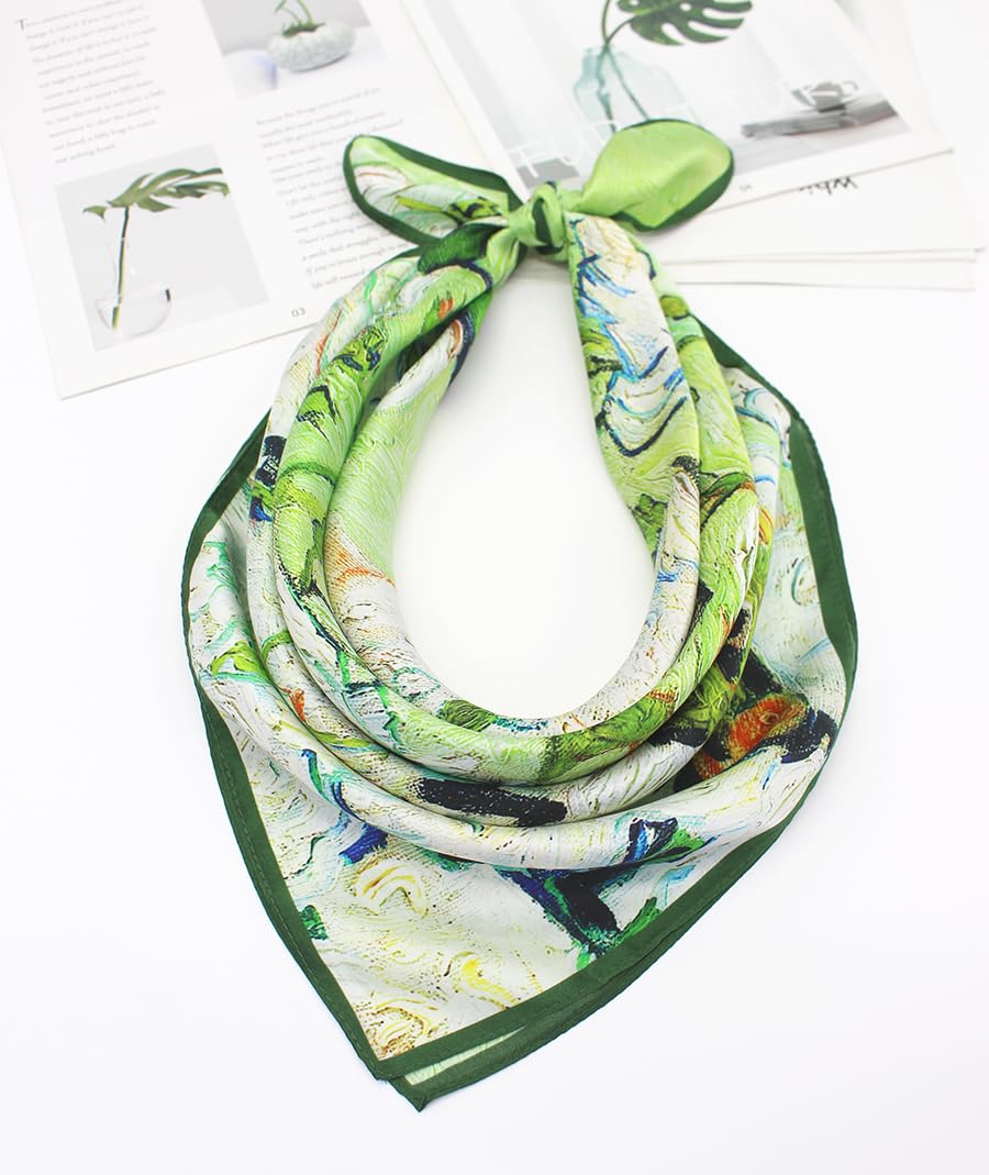 100% Silk Square Scarf for Hair-25.6" Women Men Neckerchief & Headscarf