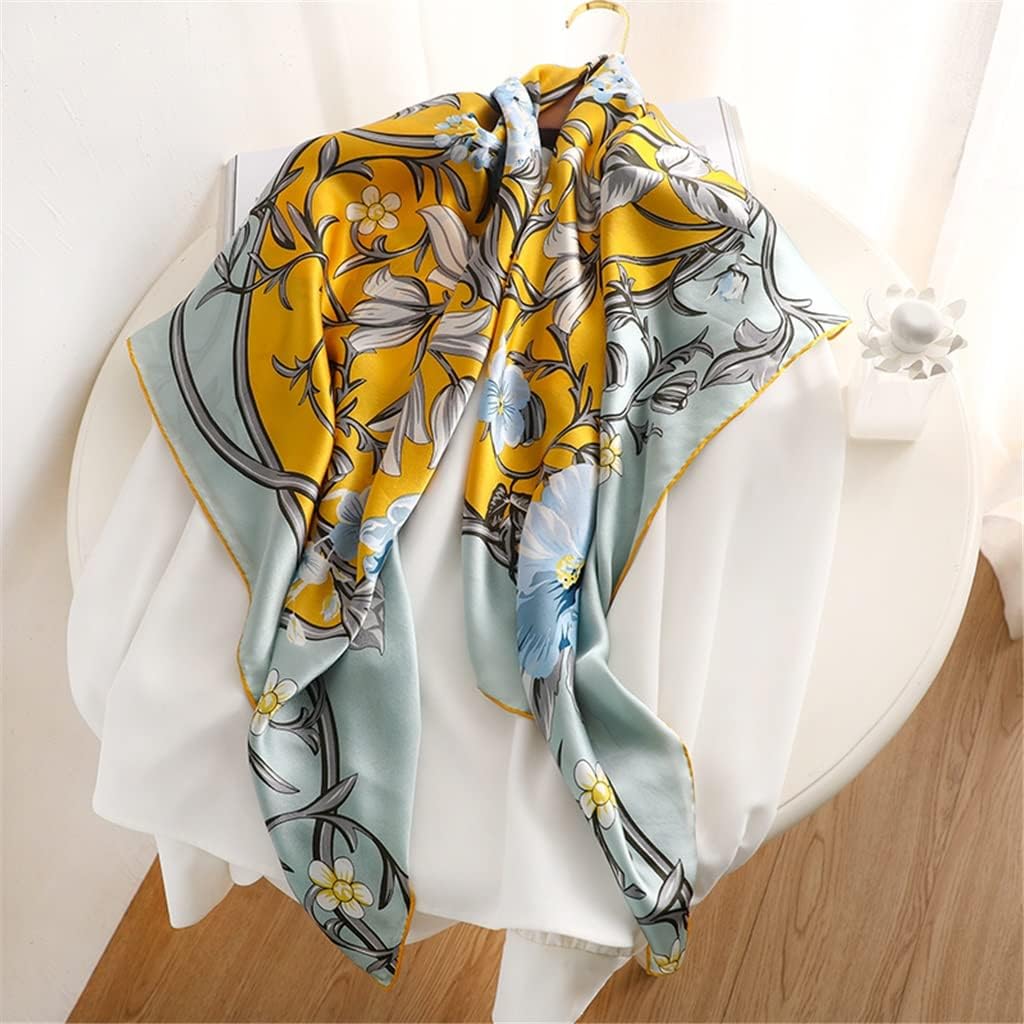 Green Large‑Square Silk Shawl Scarf