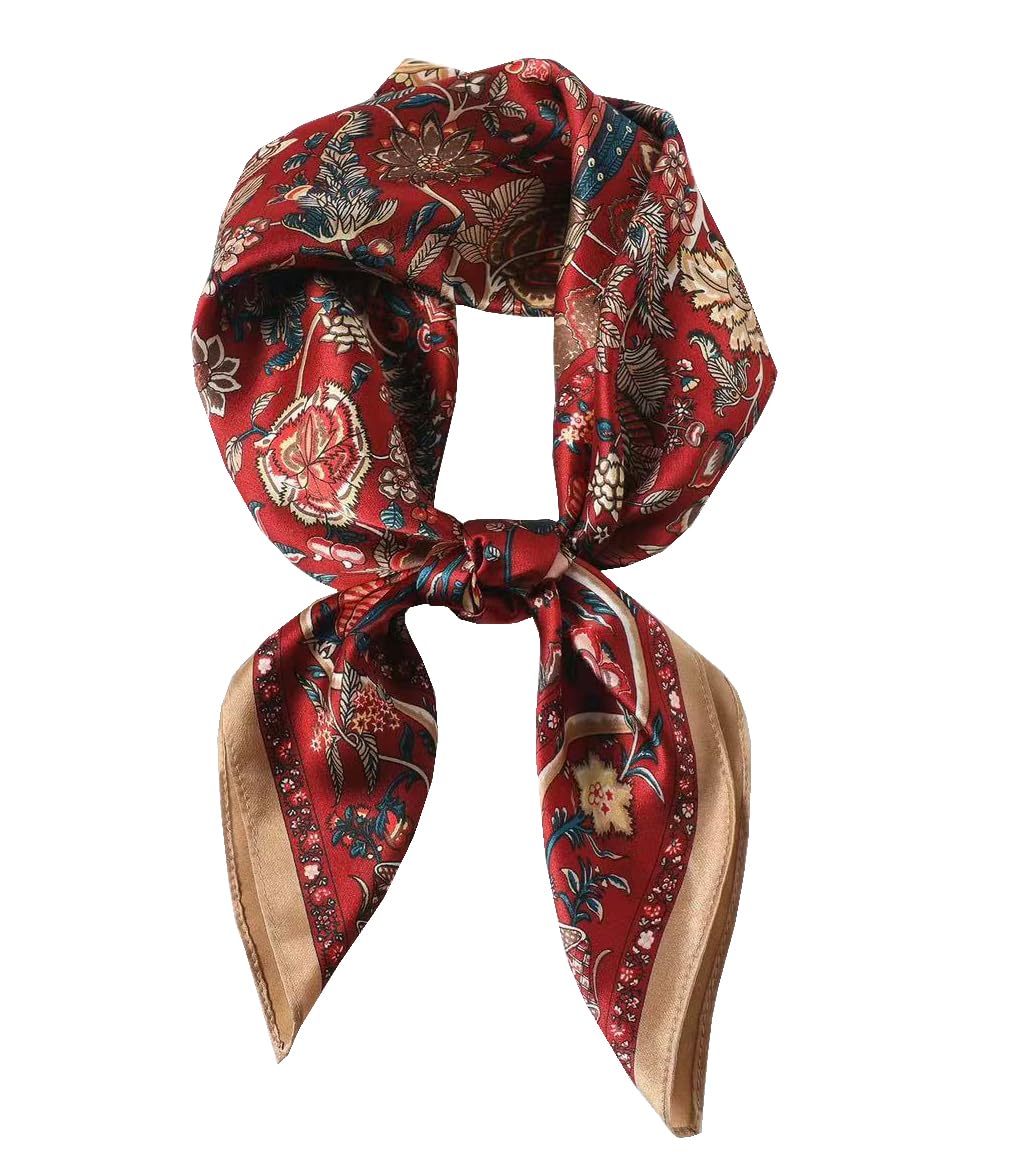 100% Silk Square Scarf for Hair-25.6" Women Men Neckerchief & Headscarf
