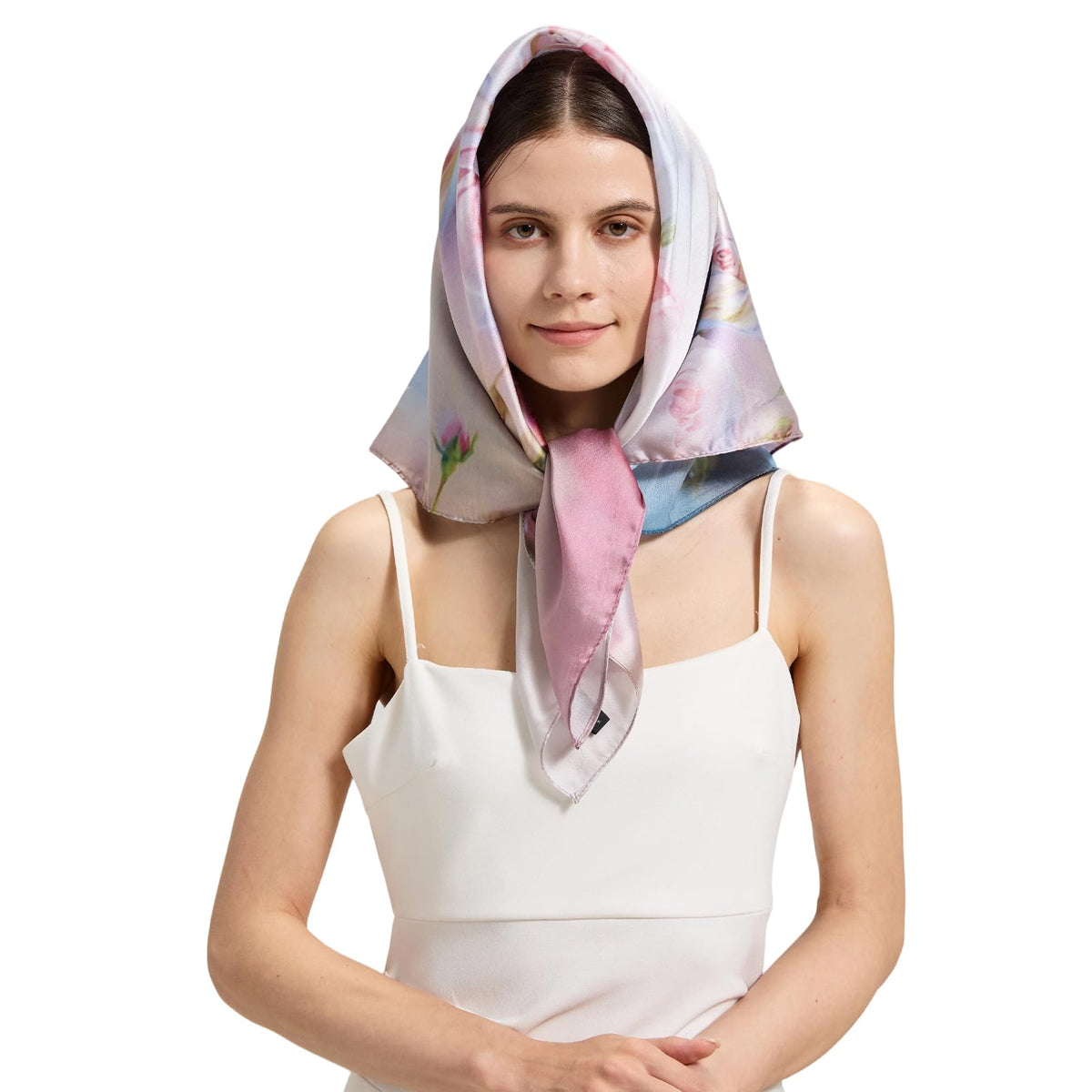 100% Mulberry Silk Head Scarf for Hair-Women's 35'' Square Silk Neck Scarf for Sleeping Wrap at Night