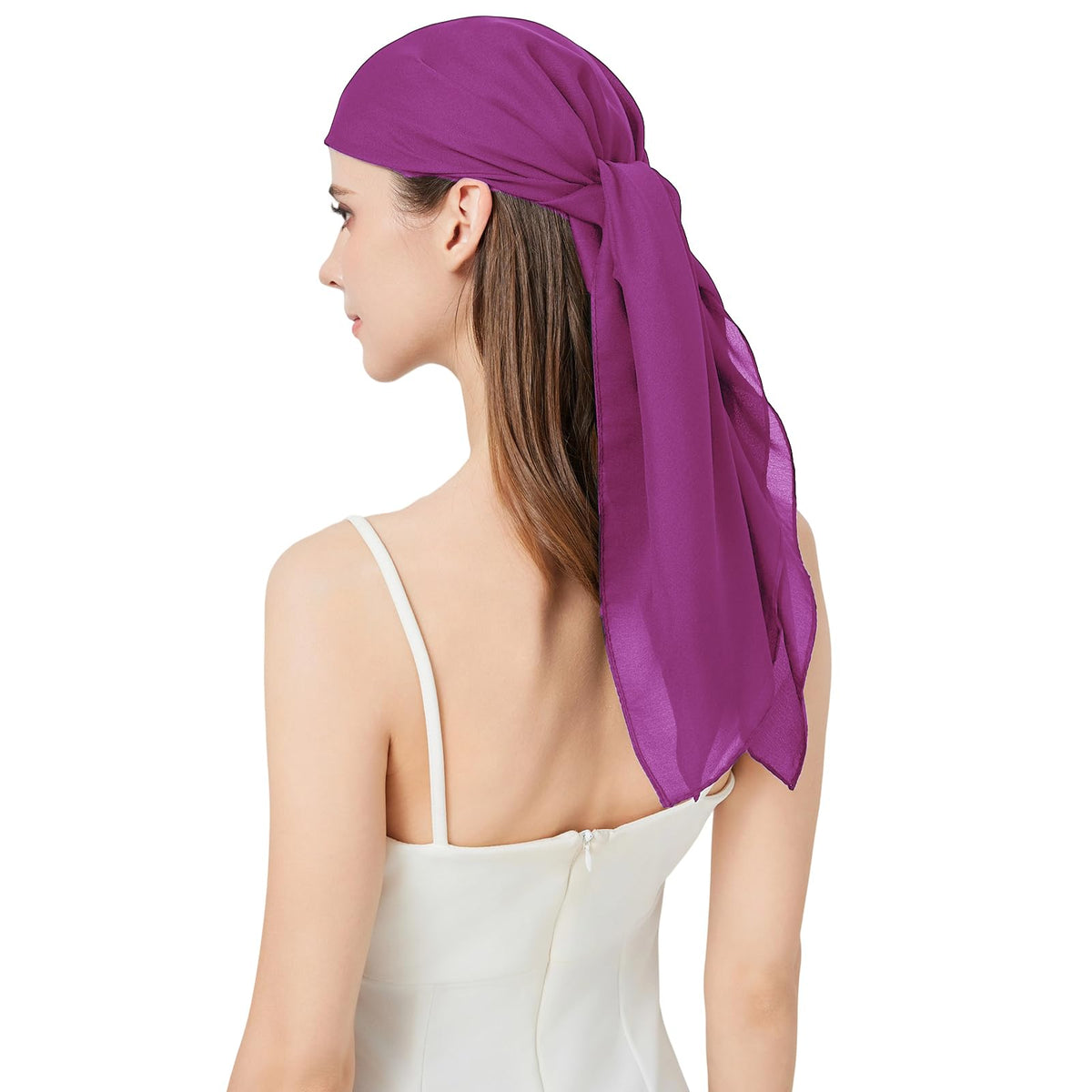 100% Mulberry Silk Head Scarf for Hair-Women's 35'' Square Silk Neck Scarf for Sleeping Wrap at Night