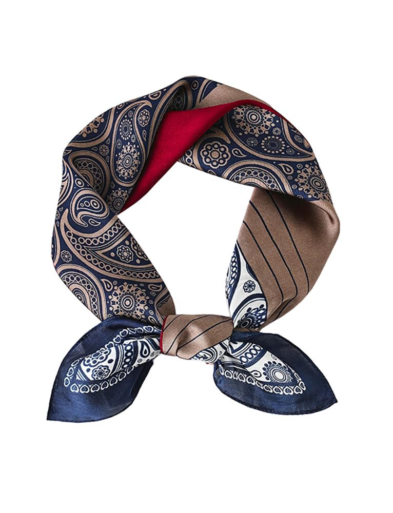 100% Silk Square Scarf for Hair-25.6" Women Men Neckerchief & Headscarf