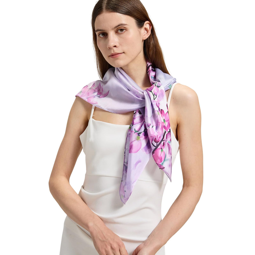 100% Mulberry Silk Head Scarf for Hair-Women's 35'' Square Silk Neck Scarf for Sleeping Wrap at Night