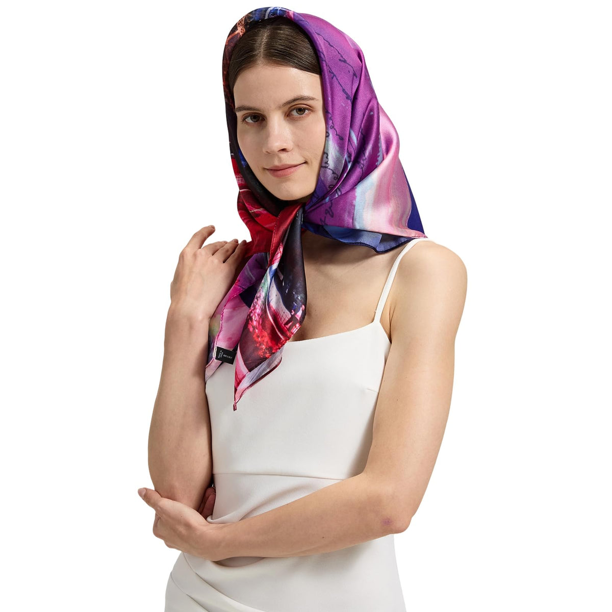 100% Mulberry Silk Head Scarf for Hair-Women's 35'' Square Silk Neck Scarf for Sleeping Wrap at Night
