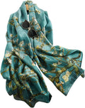 Apricot‑Tone Oil‑Painting Satin Long Silk Shawl Scarf