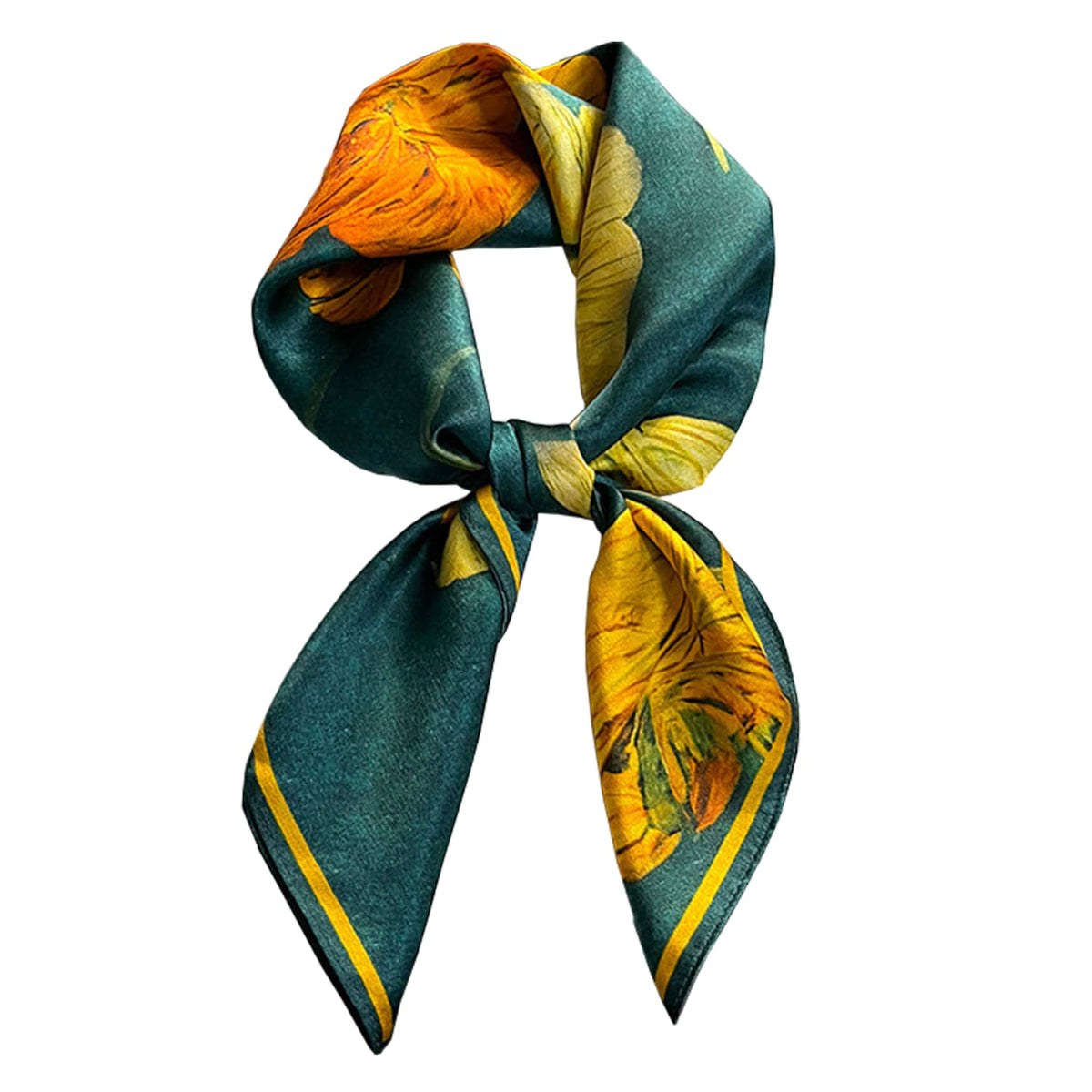 100% Silk Square Scarf for Hair-25.6" Women Men Neckerchief & Headscarf