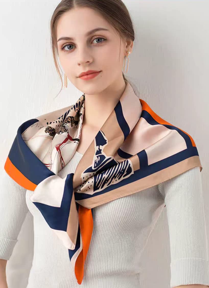 100% Silk Square Scarf for Hair-25.6" Women Men Neckerchief & Headscarf