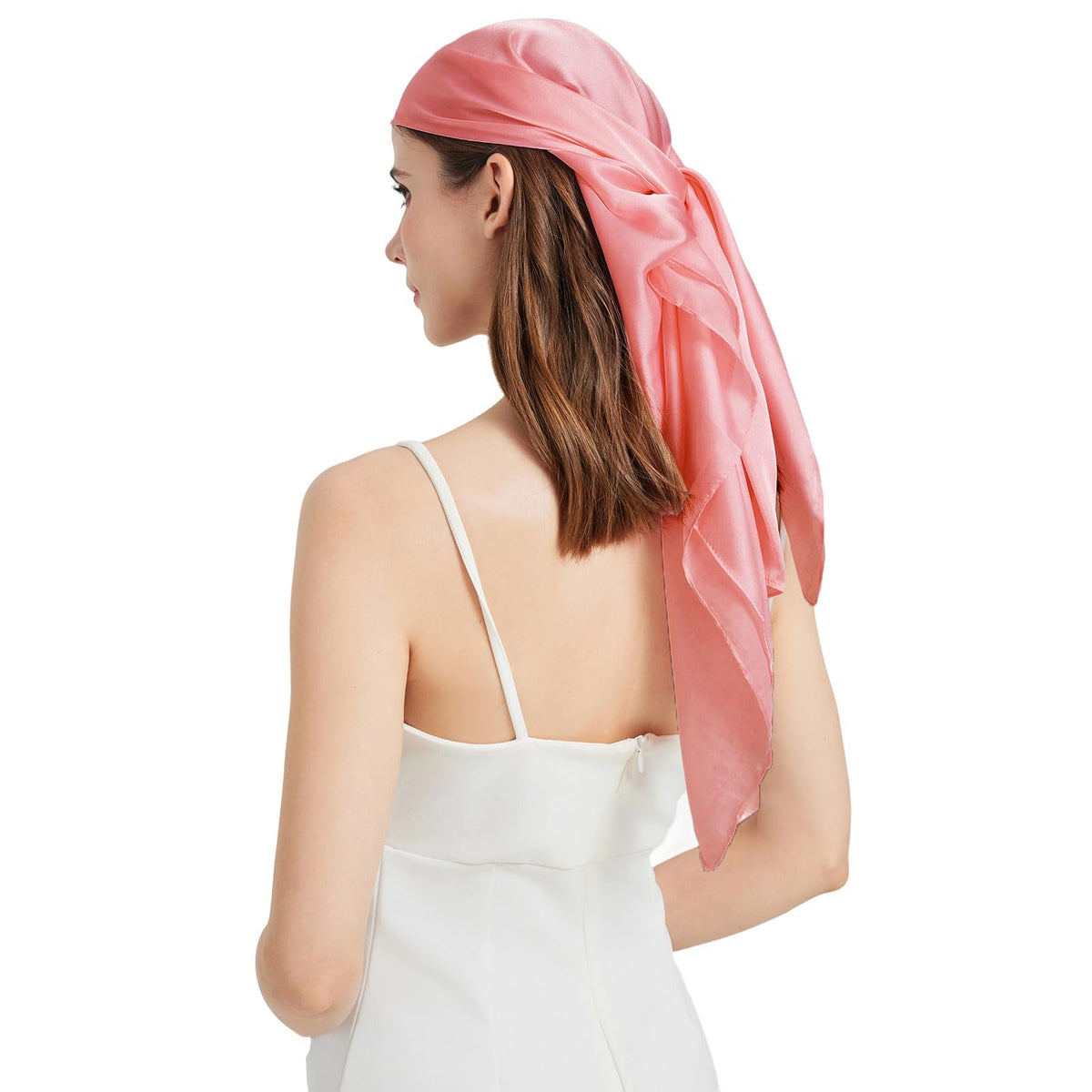 100% Mulberry Silk Head Scarf for Hair-Women's 35'' Square Silk Neck Scarf for Sleeping Wrap at Night