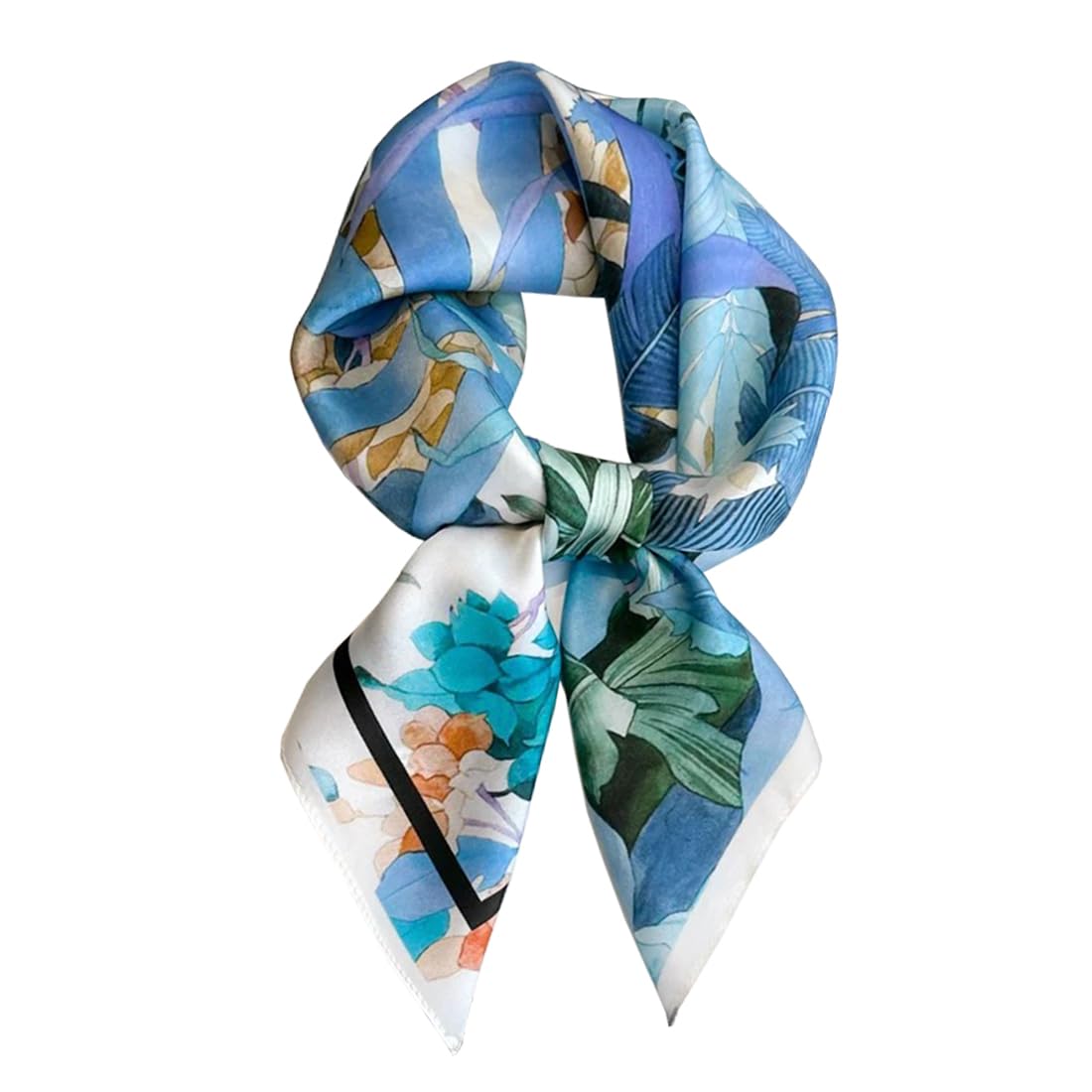 100% Silk Square Scarf for Hair-25.6" Women Men Neckerchief & Headscarf