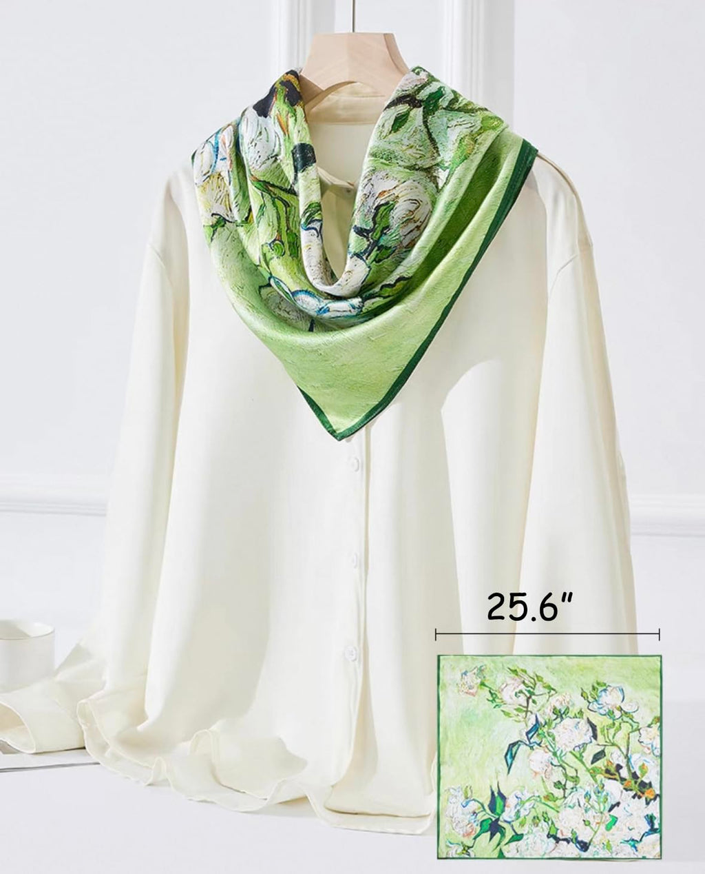 100% Silk Square Scarf for Hair-25.6" Women Men Neckerchief & Headscarf