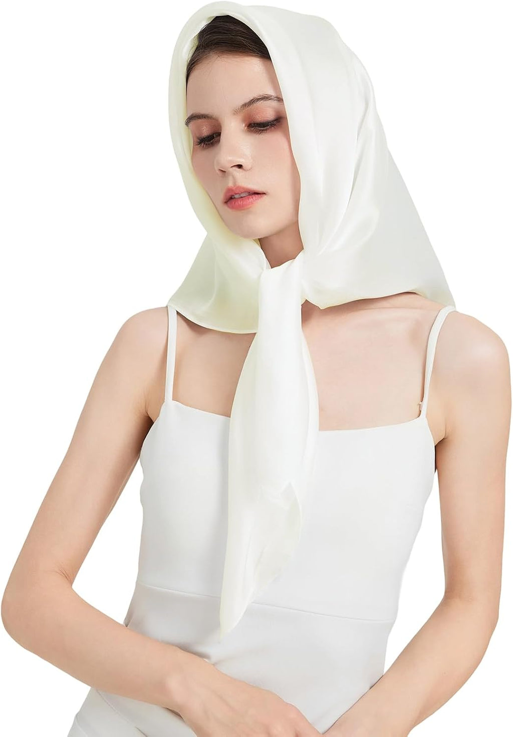 100% Mulberry Silk Head Scarf for Hair-Women's 35'' Square Silk Neck Scarf for Sleeping Wrap at Night