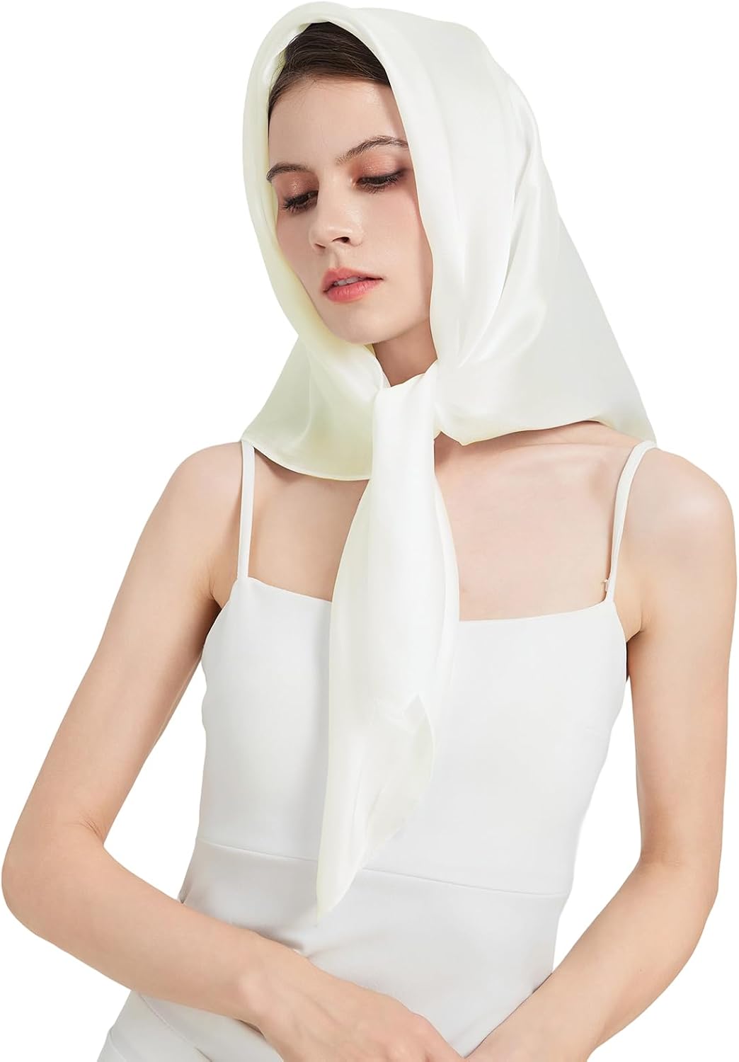 100% Mulberry Silk Head Scarf for Hair-Women's 35'' Square Silk Neck Scarf for Sleeping Wrap at Night