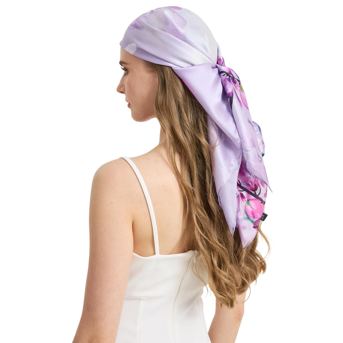 100% Mulberry Silk Head Scarf for Hair-Women's 35'' Square Silk Neck Scarf for Sleeping Wrap at Night