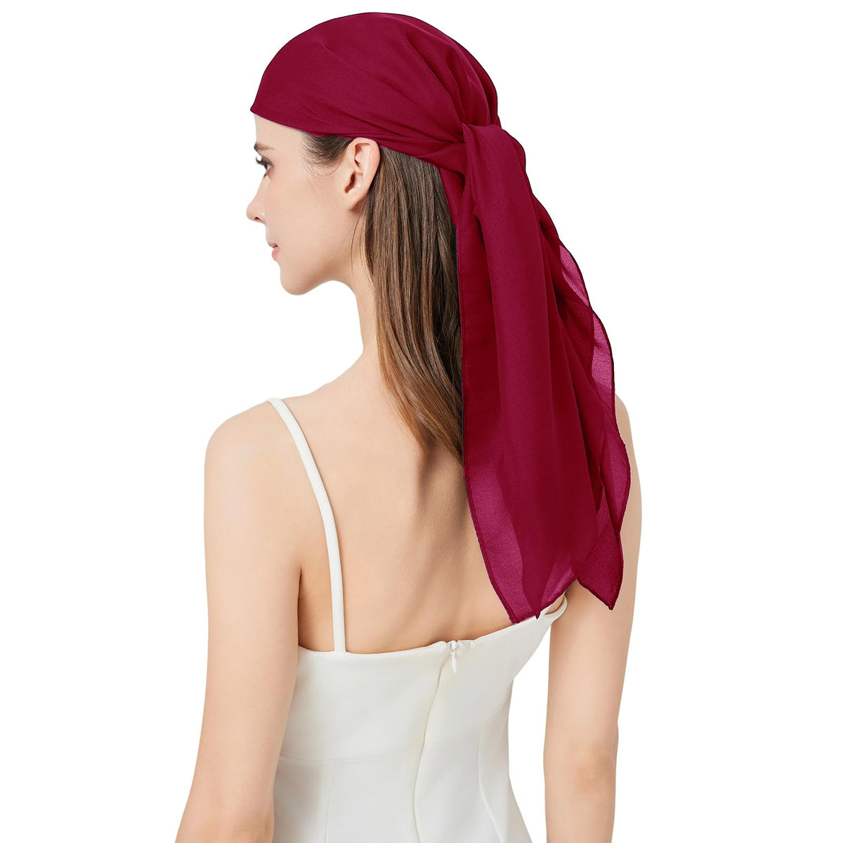 100% Mulberry Silk Head Scarf for Hair-Women's 35'' Square Silk Neck Scarf for Sleeping Wrap at Night