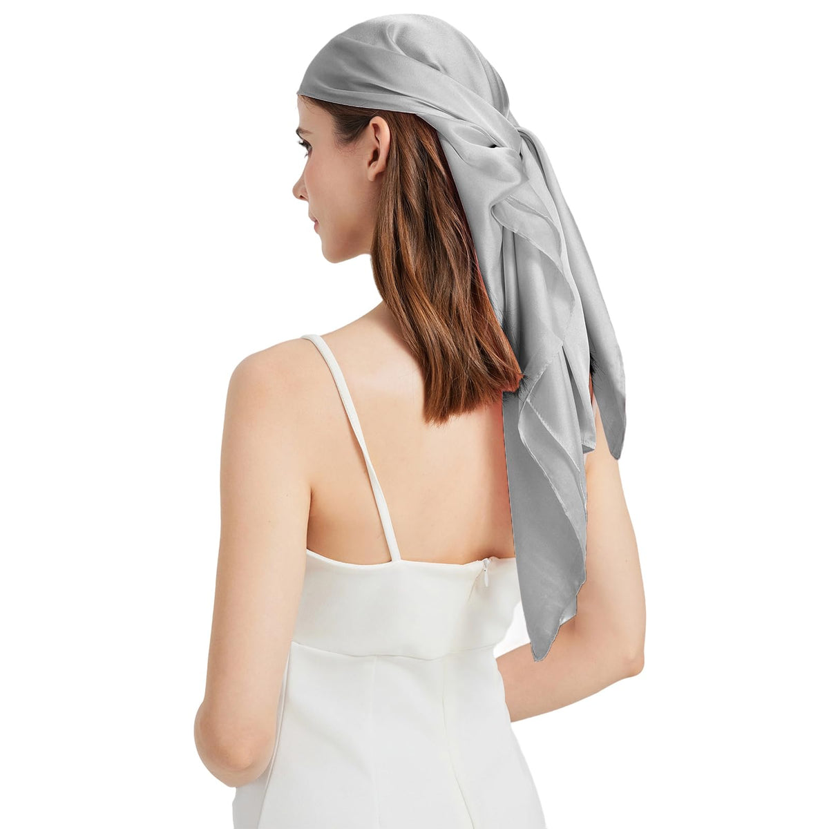100% Mulberry Silk Head Scarf for Hair-Women's 35'' Square Silk Neck Scarf for Sleeping Wrap at Night