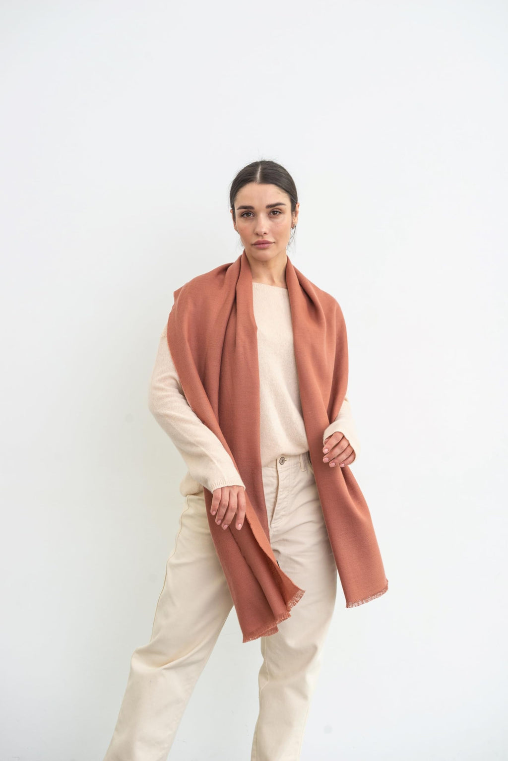 Italian Broad 70% Cashmere and 30% Silk Scarf Shawl Wrap Stole of Premium Quality Super Soft Made in Italy for Woman