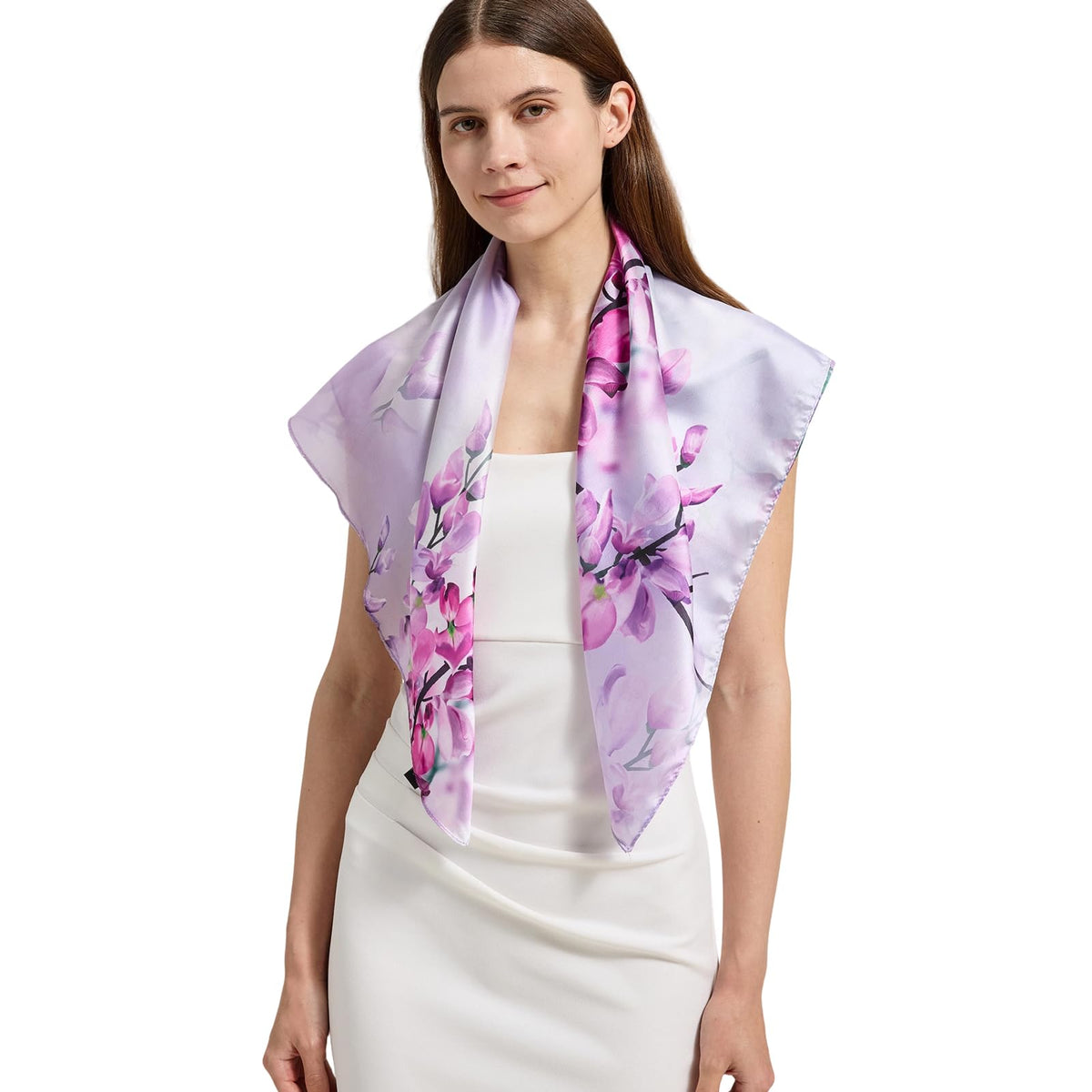 100% Mulberry Silk Head Scarf for Hair-Women's 35'' Square Silk Neck Scarf for Sleeping Wrap at Night