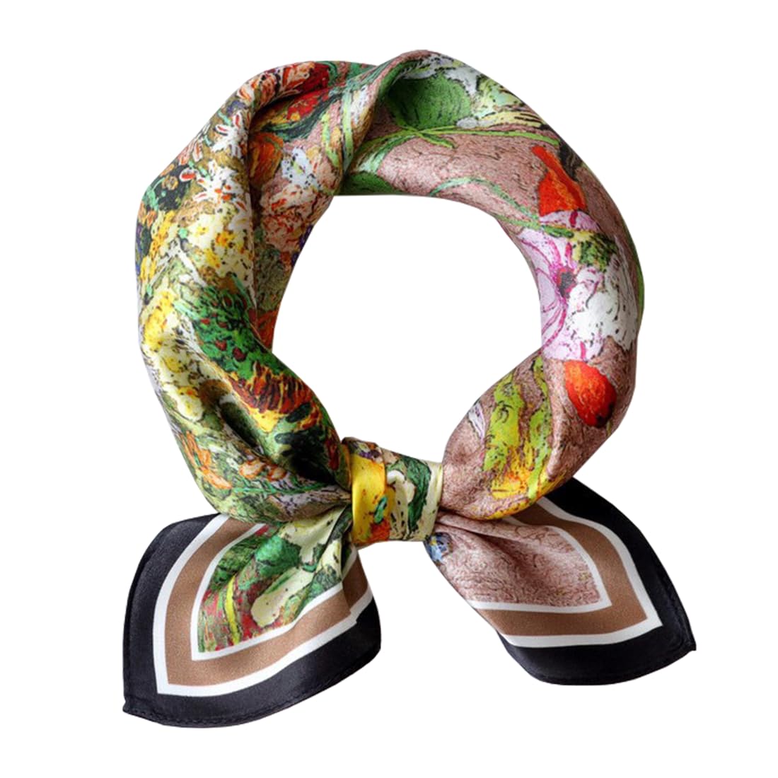100% Silk Square Scarf for Hair-25.6" Women Men Neckerchief & Headscarf