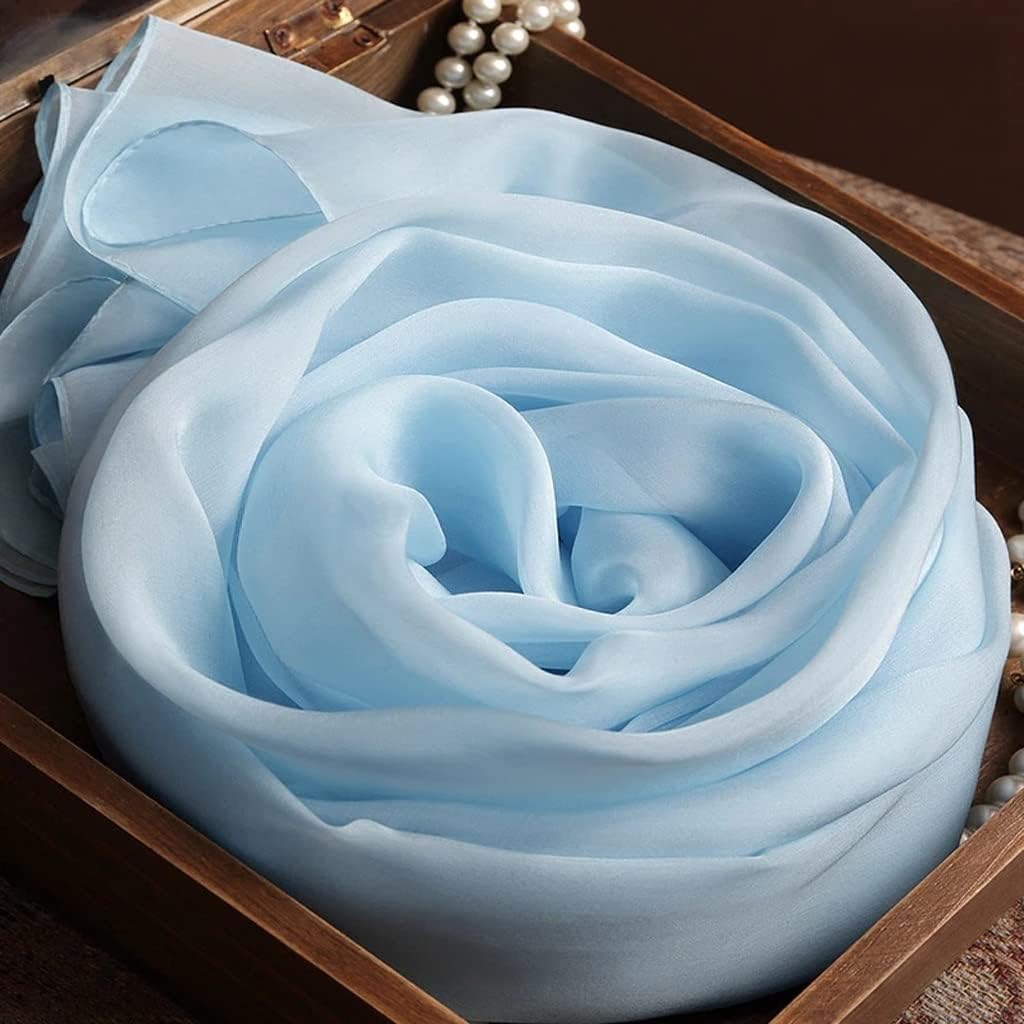 Sky Real Silk Scarf Women Natural Silk Chiffon Scarf Long Silk Scarf Solid Color Silk Silk Scarf(250-135cm)