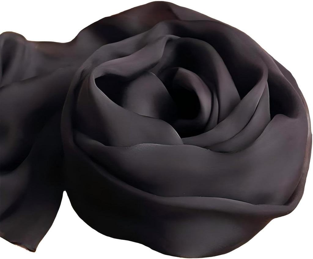 Black Solid‑Color Real‑Silk Chiffon Shawl Wrap