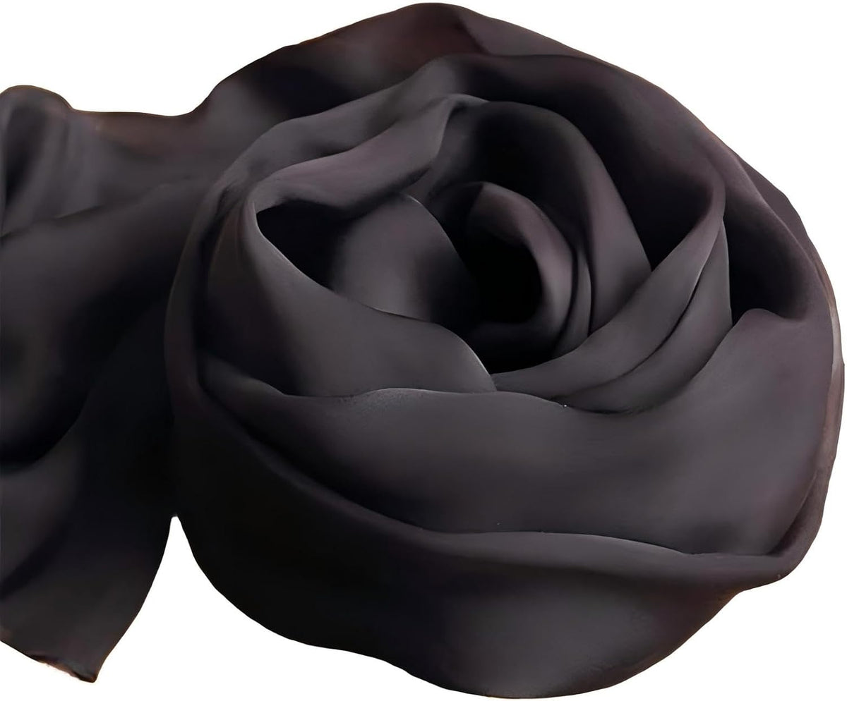 Black Solid‑Color Real‑Silk Chiffon Shawl Wrap