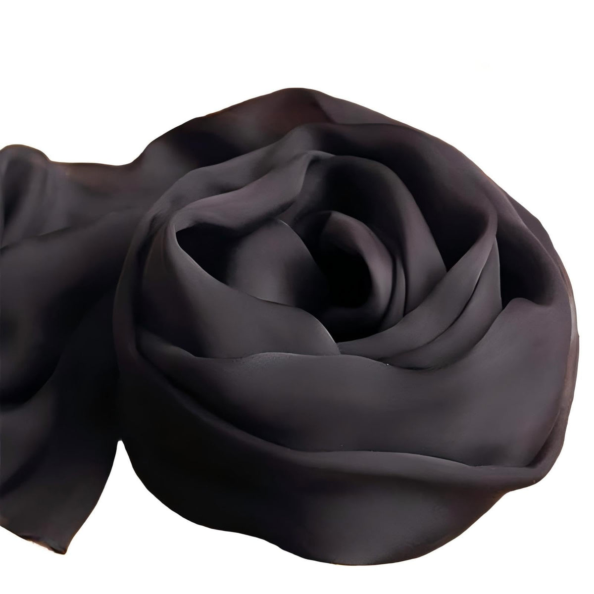 Black Solid‑Color Real‑Silk Chiffon Shawl Wrap