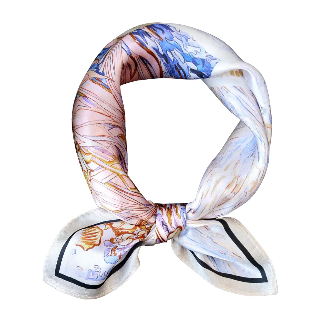 100% Silk Square Scarf for Hair-25.6" Women Men Neckerchief & Headscarf