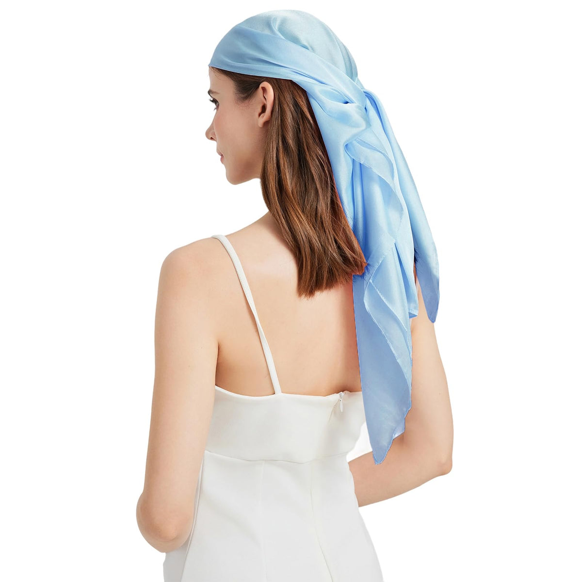 100% Mulberry Silk Head Scarf for Hair-Women's 35'' Square Silk Neck Scarf for Sleeping Wrap at Night