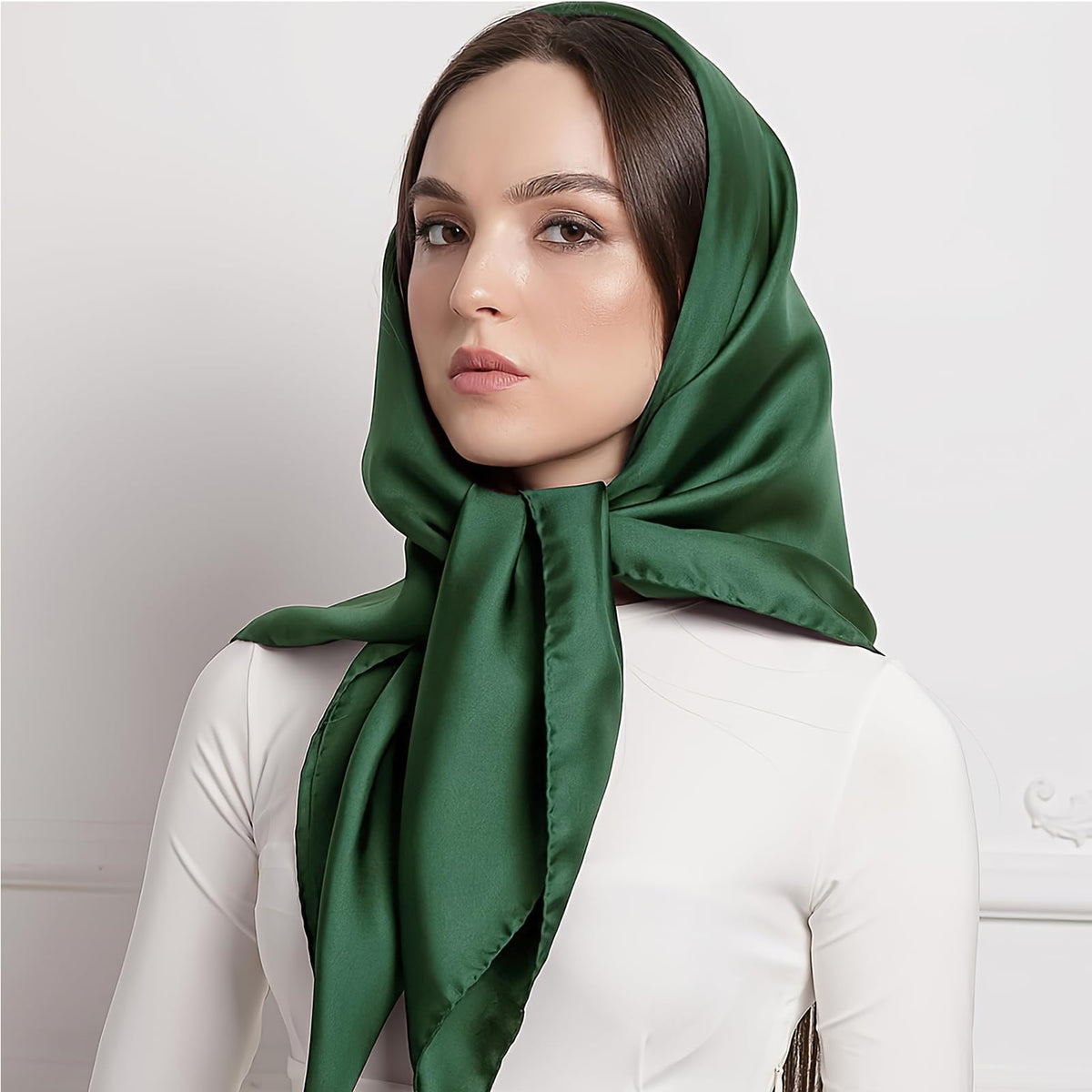 vimate 35" Square Silk Like Head Scarf - Women's Fashion Satin Scarf Bandana for Hair Wrapping at Night.