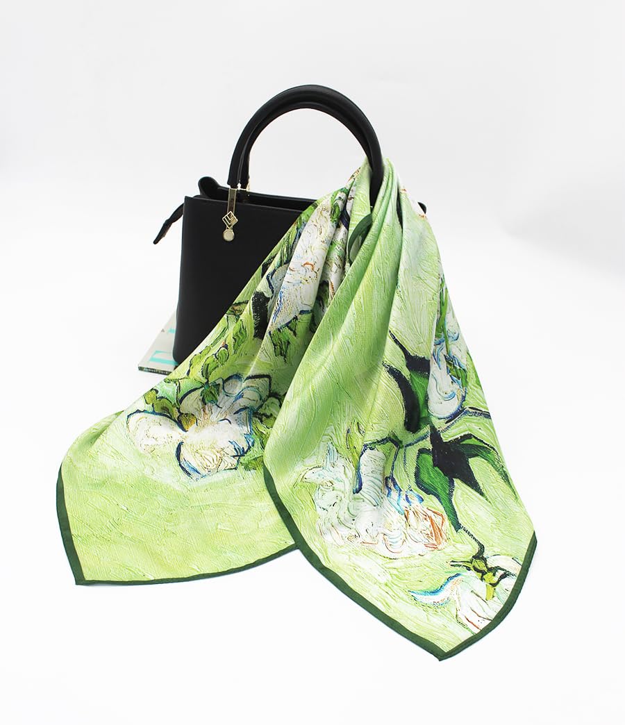 100% Silk Square Scarf for Hair-25.6" Women Men Neckerchief & Headscarf