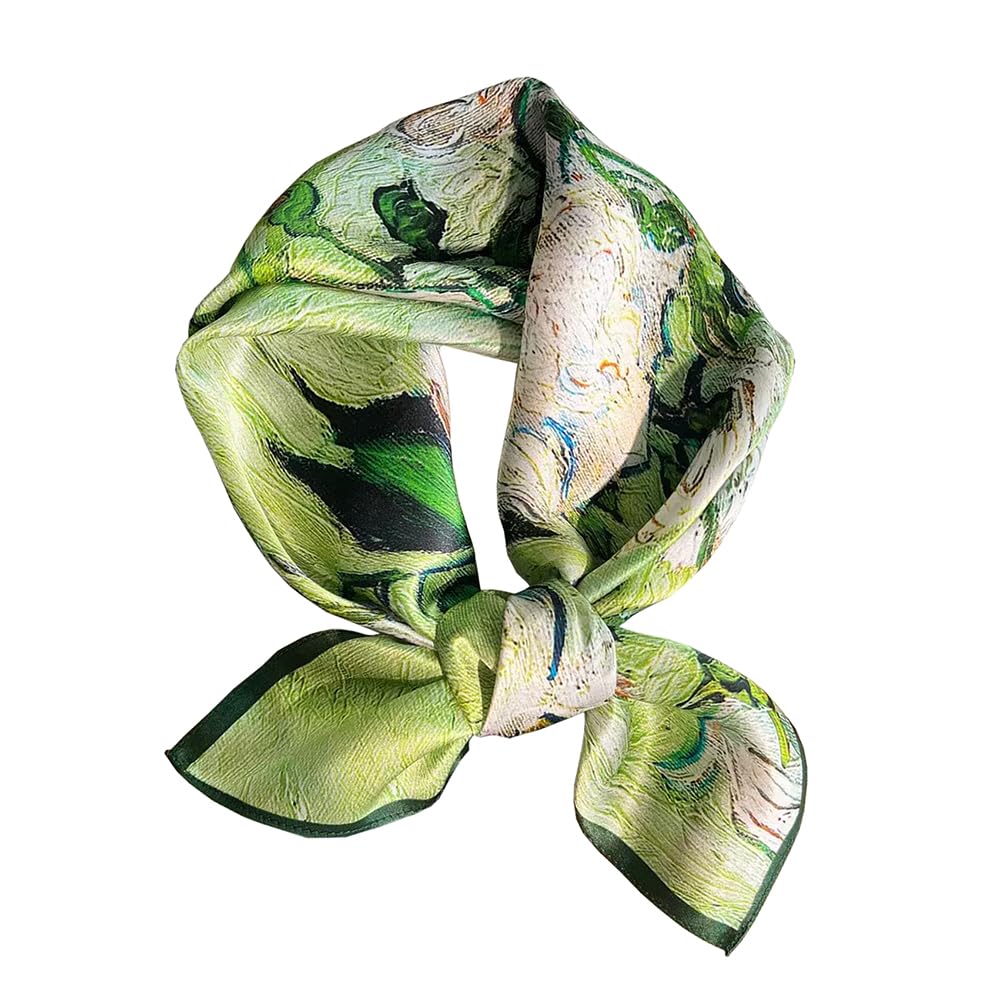 100% Silk Square Scarf for Hair-25.6" Women Men Neckerchief & Headscarf