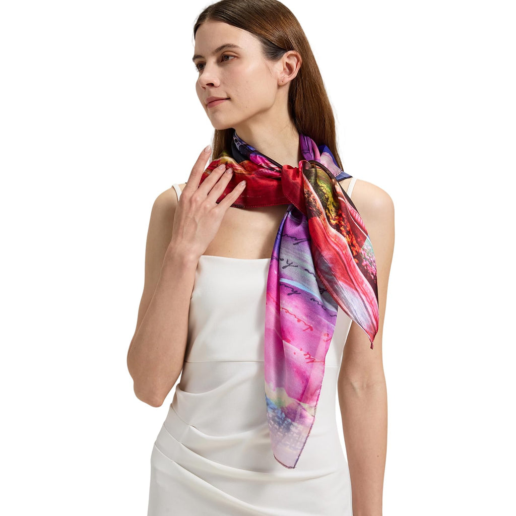 100% Mulberry Silk Head Scarf for Hair-Women's 35'' Square Silk Neck Scarf for Sleeping Wrap at Night