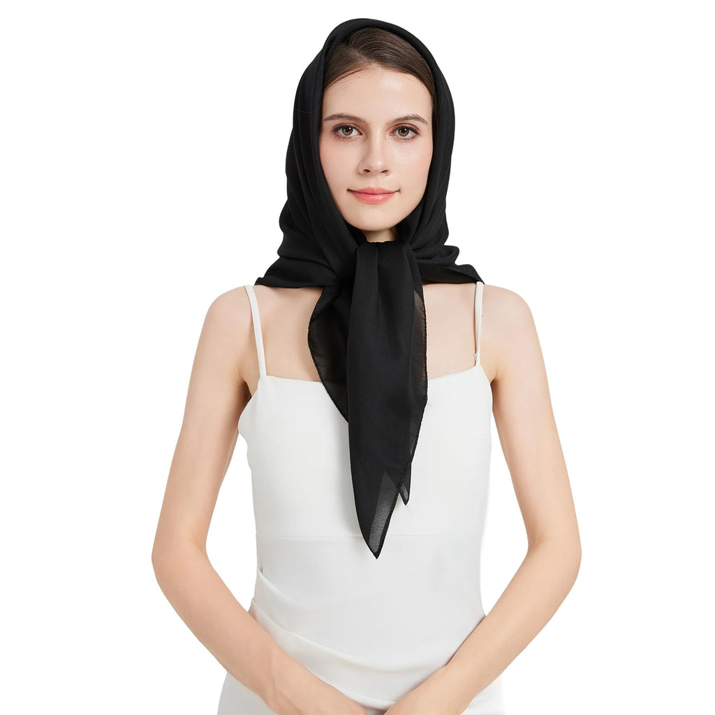 100% Mulberry Silk Head Scarf for Hair-Women's 35'' Square Silk Neck Scarf for Sleeping Wrap at Night