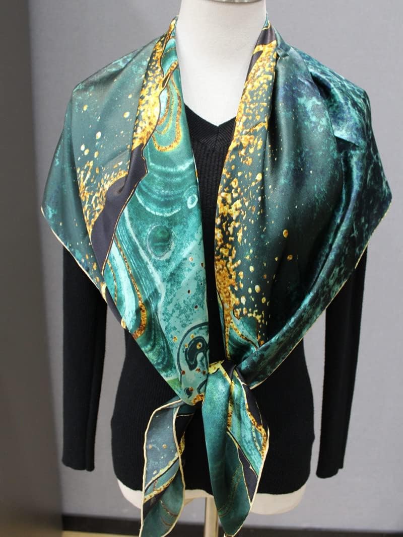 Green Natural Silk Scarf Shawl Soft Smooth Women Fashion Neck Scarves