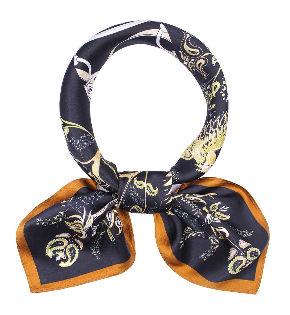 100% Silk Square Scarf for Hair-25.6" Women Men Neckerchief & Headscarf