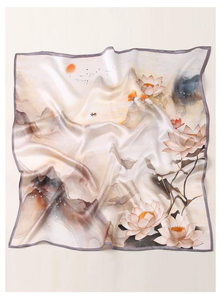 100% Silk Square Scarf for Hair-25.6" Women Men Neckerchief & Headscarf