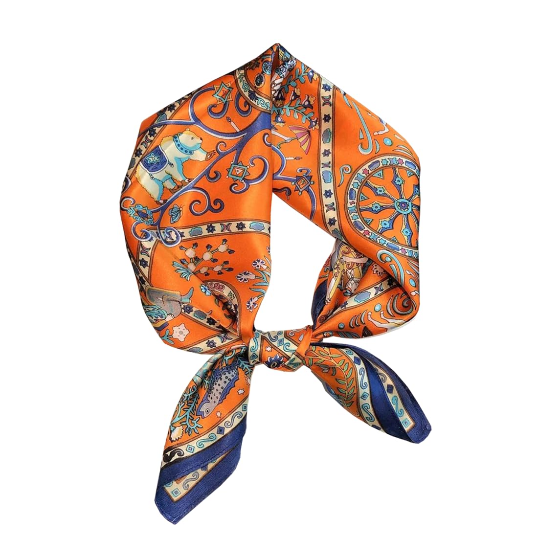 100% Silk Square Scarf for Hair-25.6" Women Men Neckerchief & Headscarf